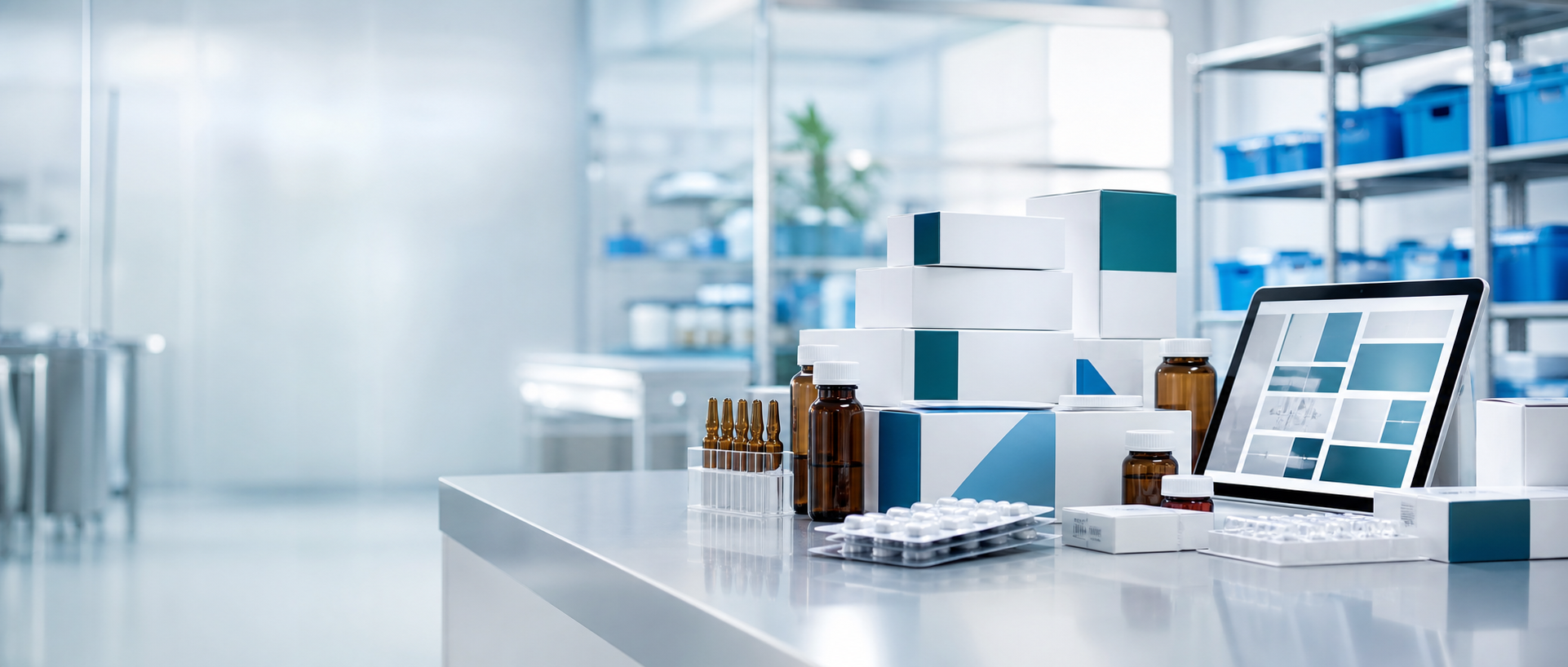 Produits pharmaceutiques, emballages et matériel de laboratoire